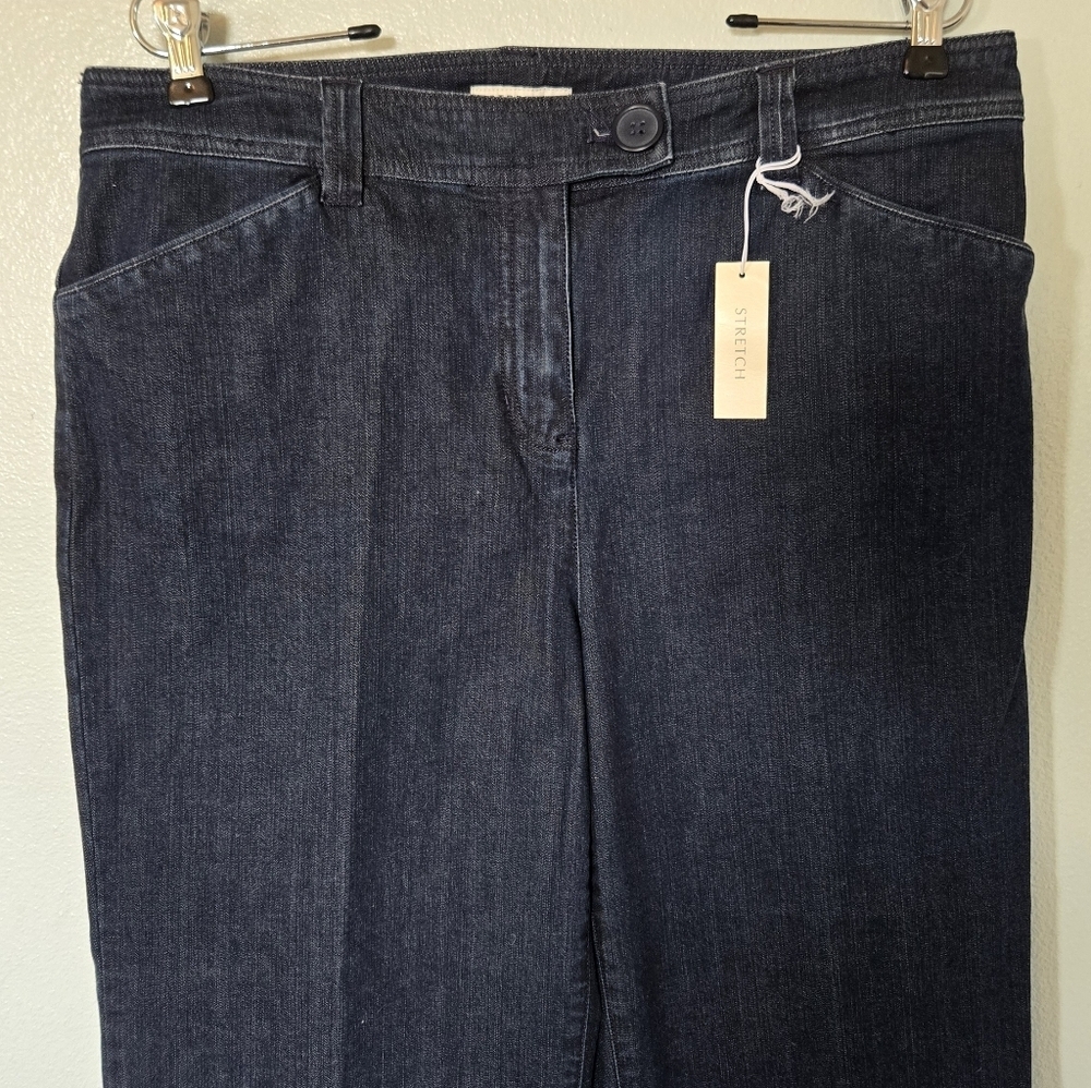 Jones New York | NWT Wide Leg Cuffed Dark Wash Stretch Jeans Size 12